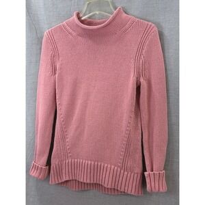 J.Crew Always Pink Ribbed Knit Mock Neck Sweater Womens XS Pullover